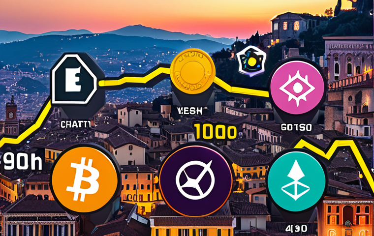 **

A vibrant, dynamic cryptocurrency market chart with superimposed icons representing Bitcoin, Ethereum, and DeFi tokens. The background should feature subtle Italian cityscape elements, and the overall tone should be modern and tech-forward. Emphasize the concept of "gemme nascoste" (hidden gems) with a slight glow around certain less prominent coins on the chart.

**